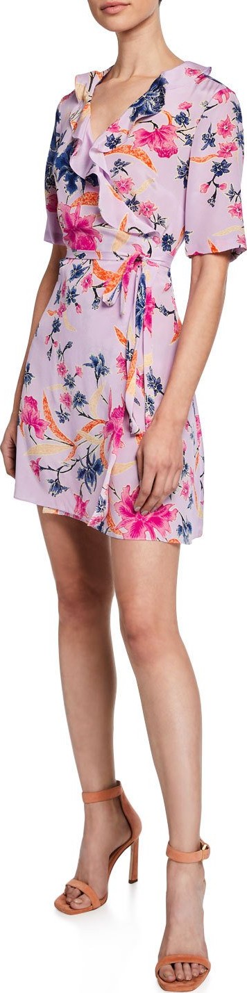 DIANE von FURSTENBERG Savilla Floral-Print Surplice Mini Wrap Dress