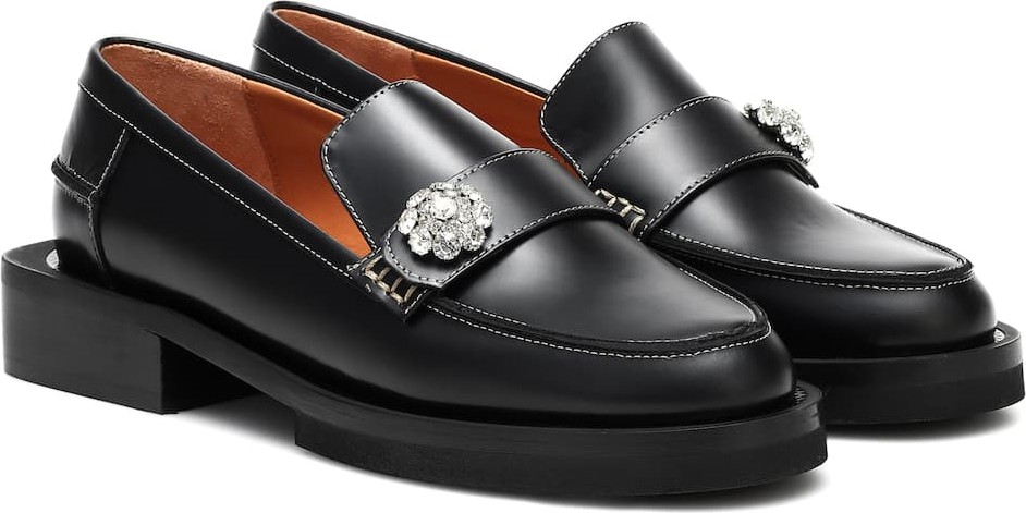 Ganni Jewel leather loafers