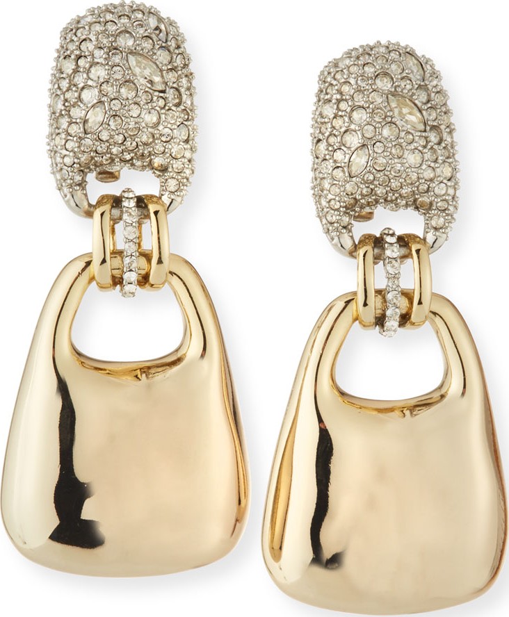 Alexis Bittar Encrusted Swinging Clip-On Earrings with Watery Metal Drop