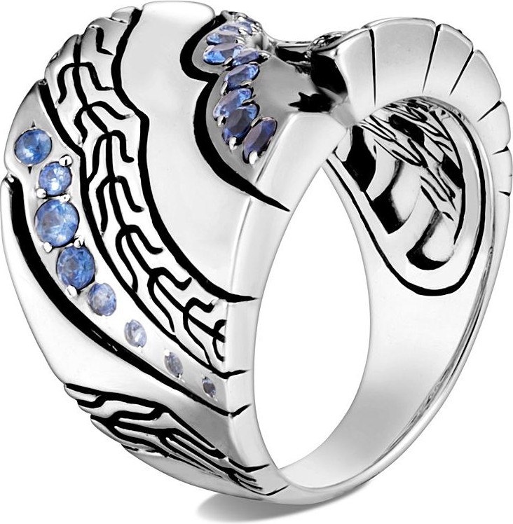 John Hardy 'Lahar' blue sapphire silver saddle ring