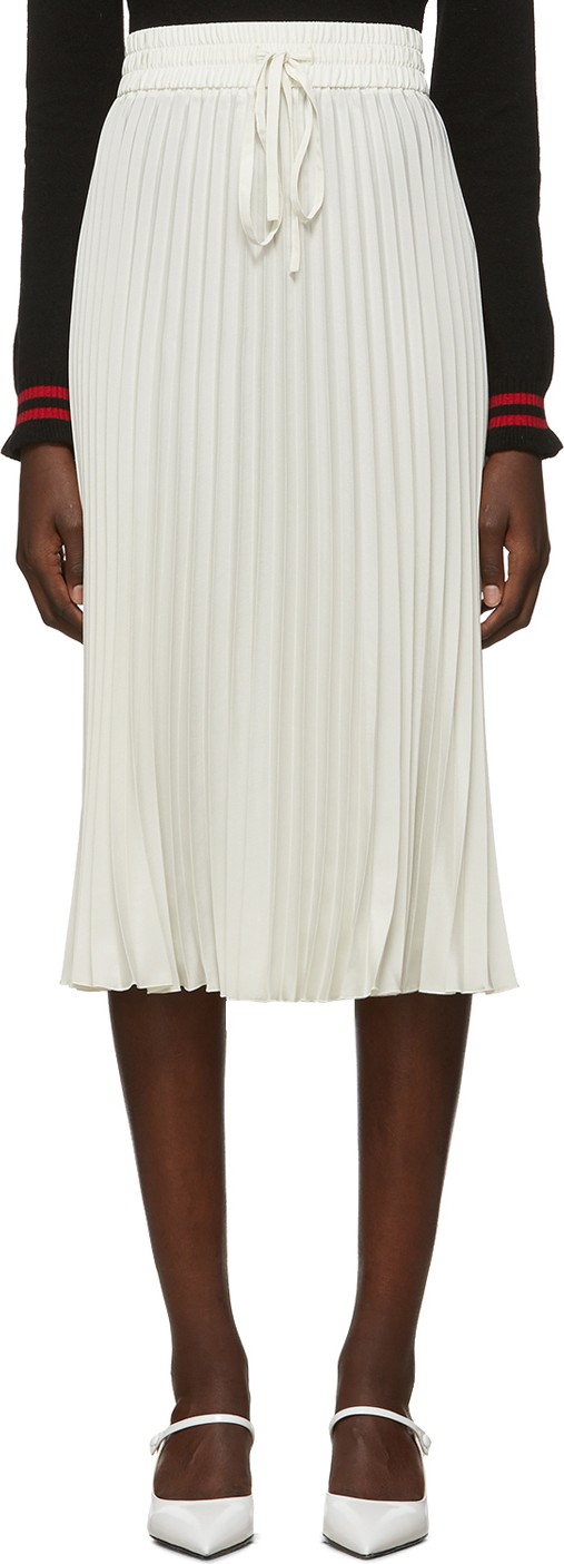 RED Valentino White Pleated Double Georgette Skirt