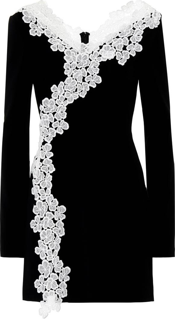 David Koma Lace-trimmed crêpe minidress