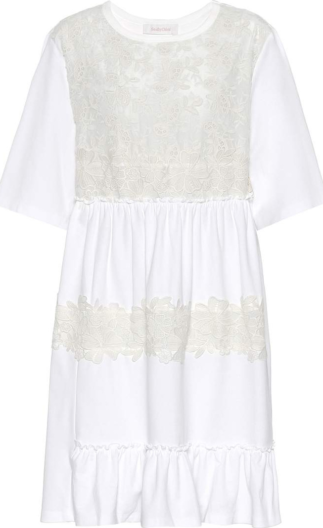 See By Chloé Lace-paneled jersey dress