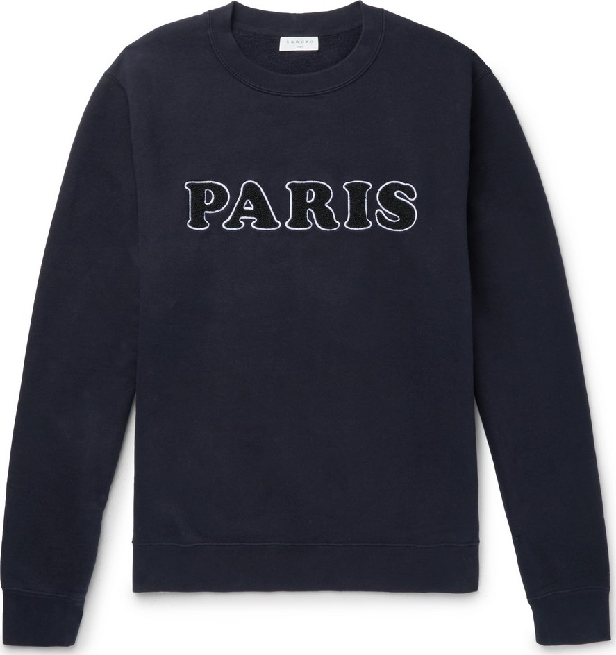 Sandro Slim-Fit Logo-Appliquéd Fleece-Back Cotton-Jersey Sweatshirt