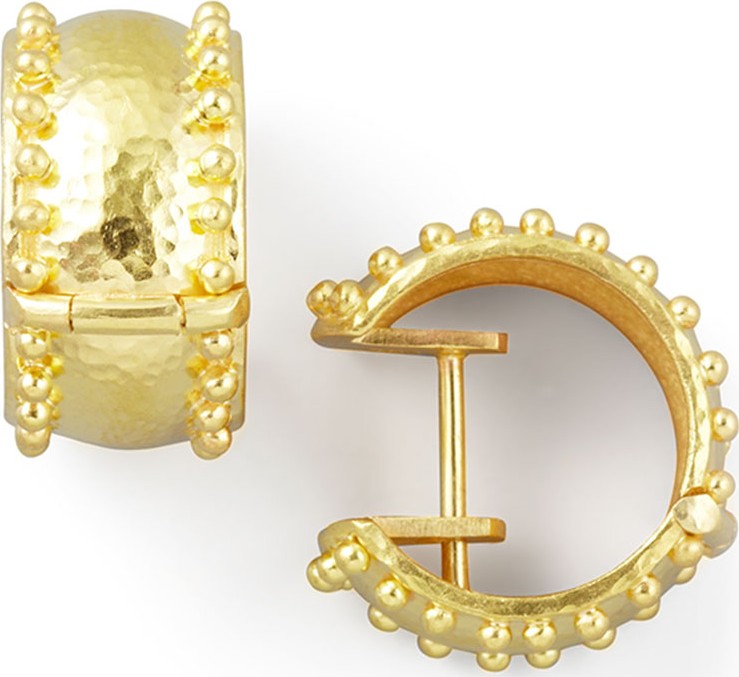 Elizabeth Locke 19k Gold Granulated Hoop Earrings