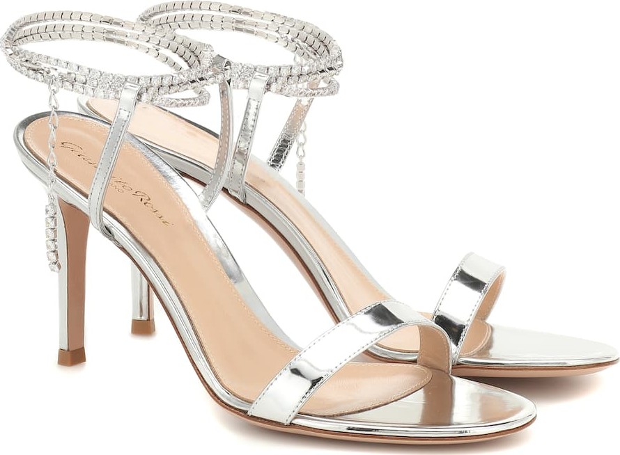 Gianvito Rossi Embellished metallic leather sandals