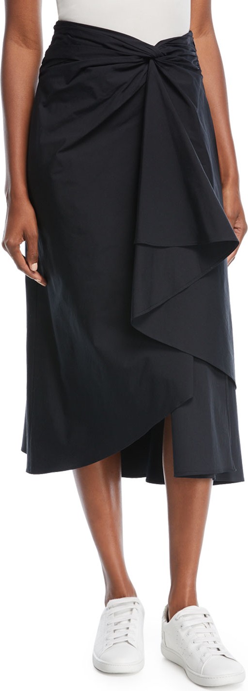 A.L.C. Diller Twist-Front A-Line Poplin Skirt