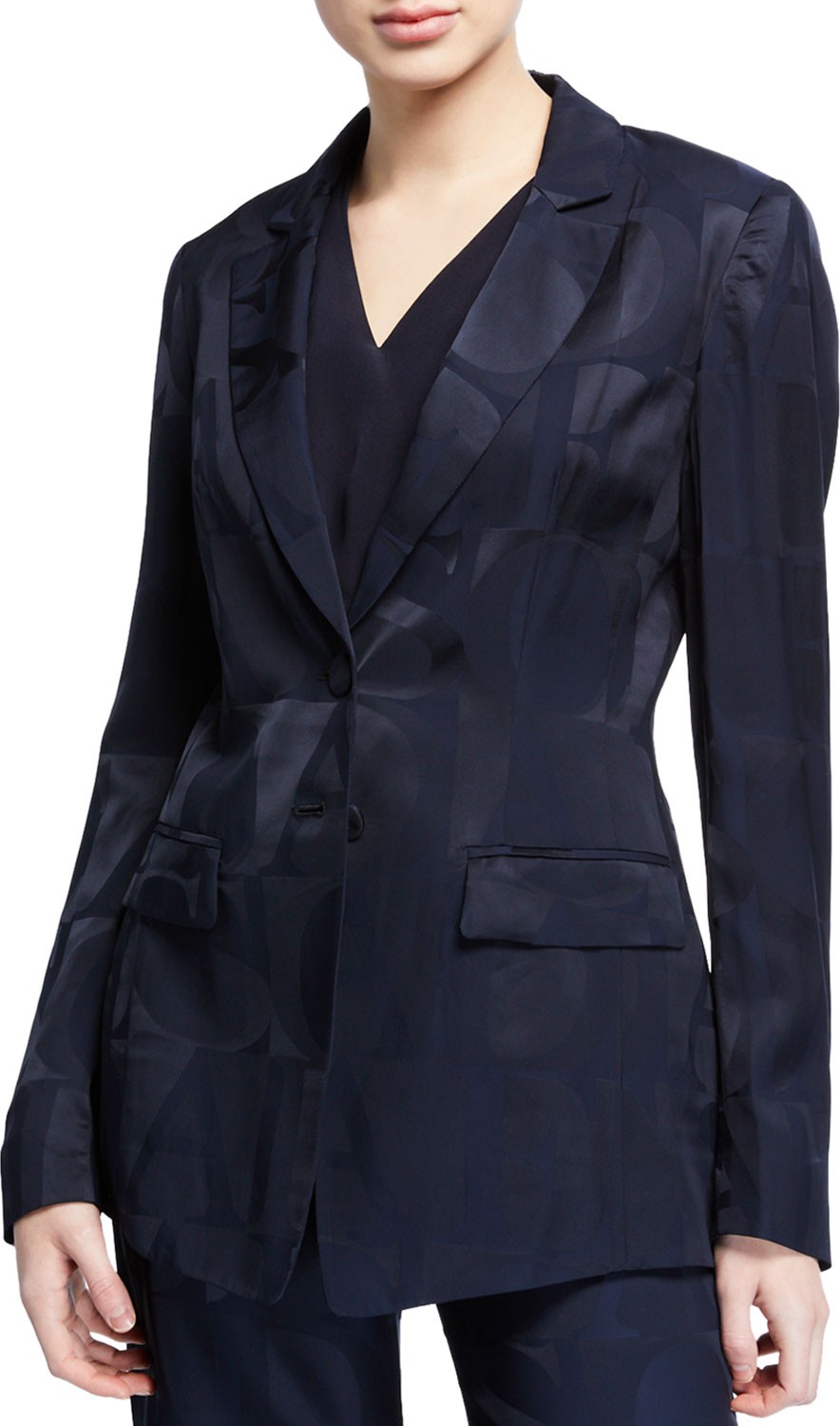 Escada Satin Logo Blazer Jacket