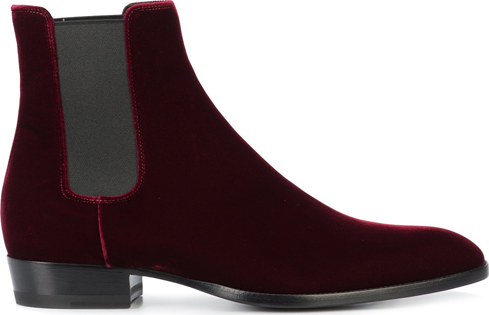 Saint Laurent velvet Chelsea boots
