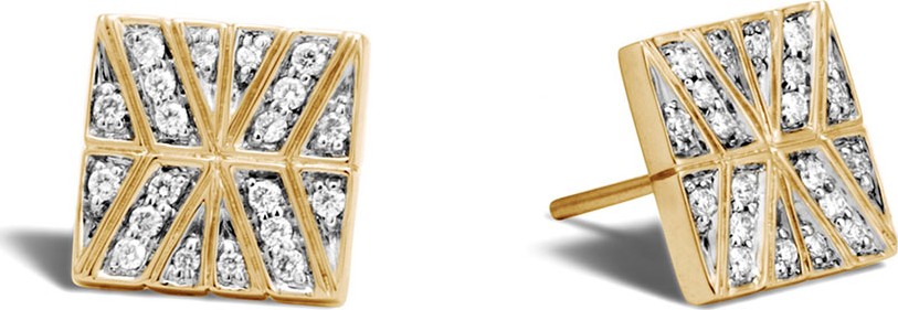 John Hardy Square Stud Earrings with Diamonds