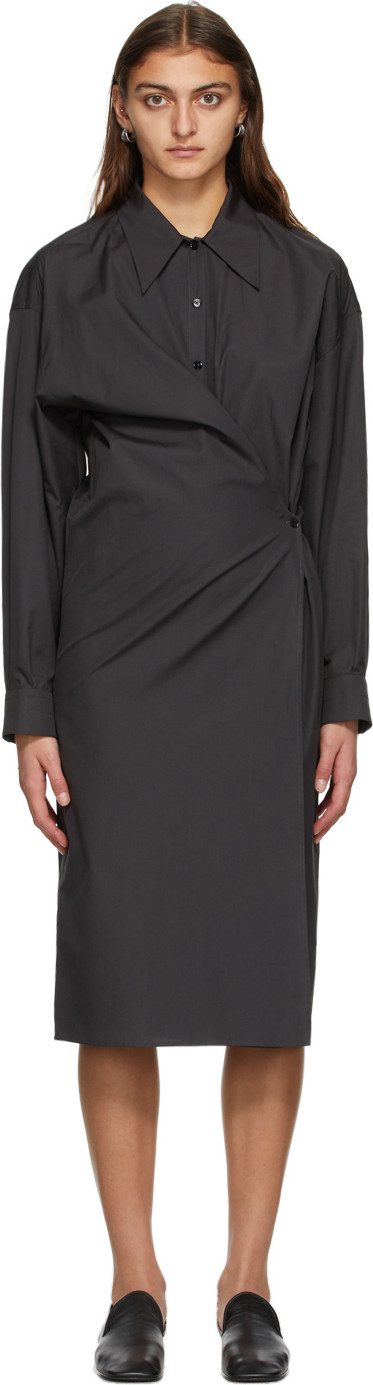 Lemaire - Grey Poplin Twisted Dress