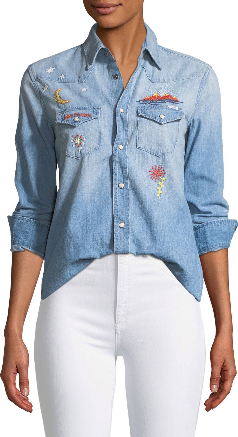 MOTHER All My Exes Button-Down Denim Shirt