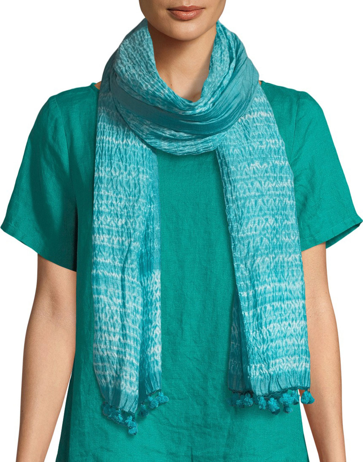 Eileen Fisher Hand-Loomed Organic Cotton/Silk Shibori Scarf