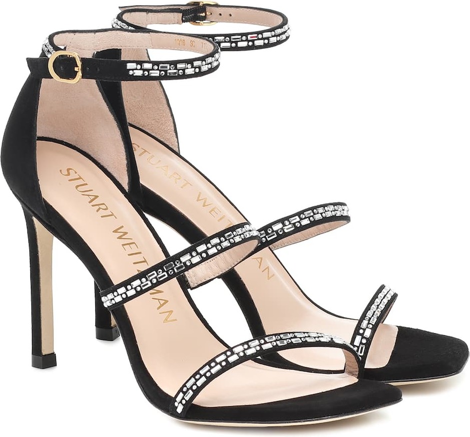 Stuart Weitzman Sabrine 100 embellished suede sandals