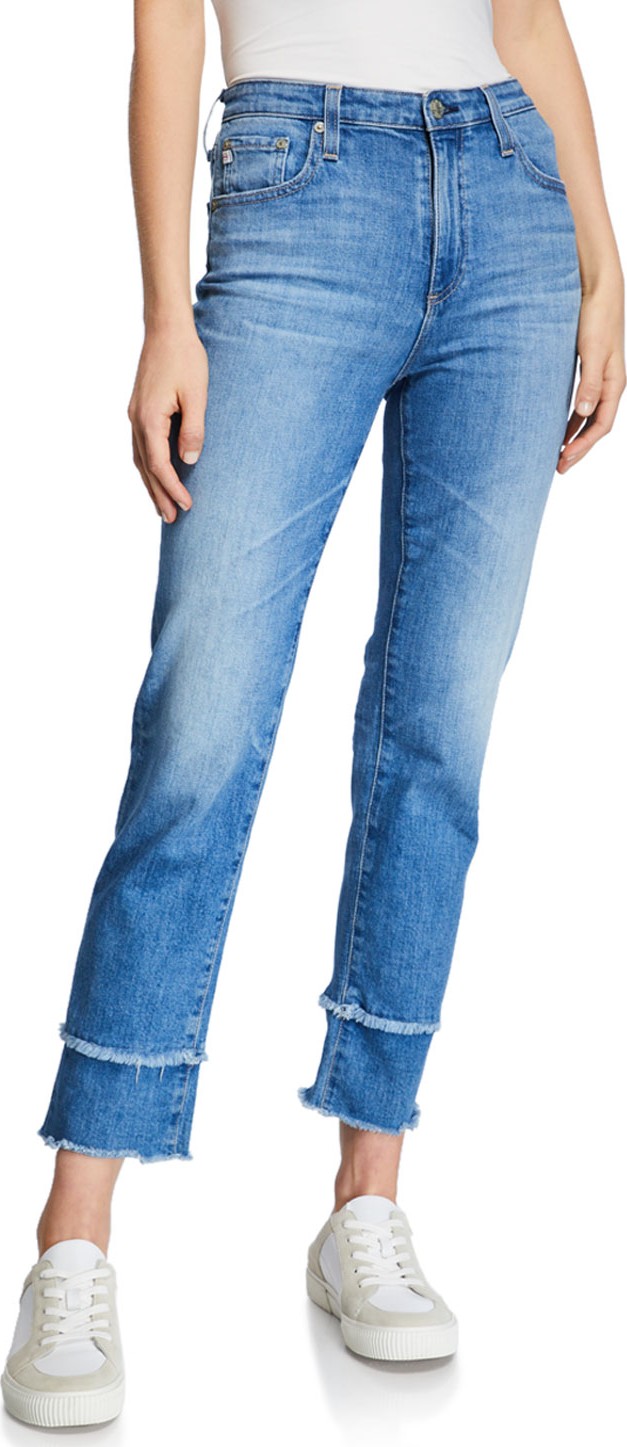 AG Jeans The Isabelle High-Rise Straight Crop Jeans with Tiered Hem