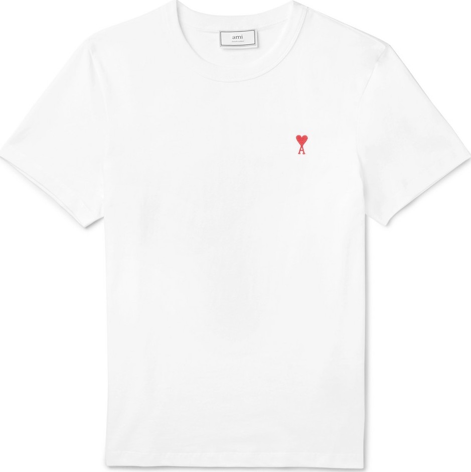 AMI Embroidered Cotton-Jersey T-Shirt