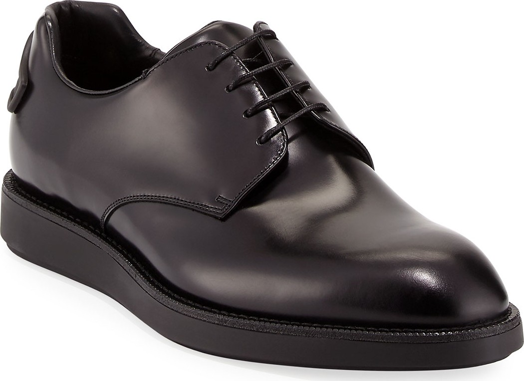 Prada Spazzolato Hybrid Oxford Sneaker, Black