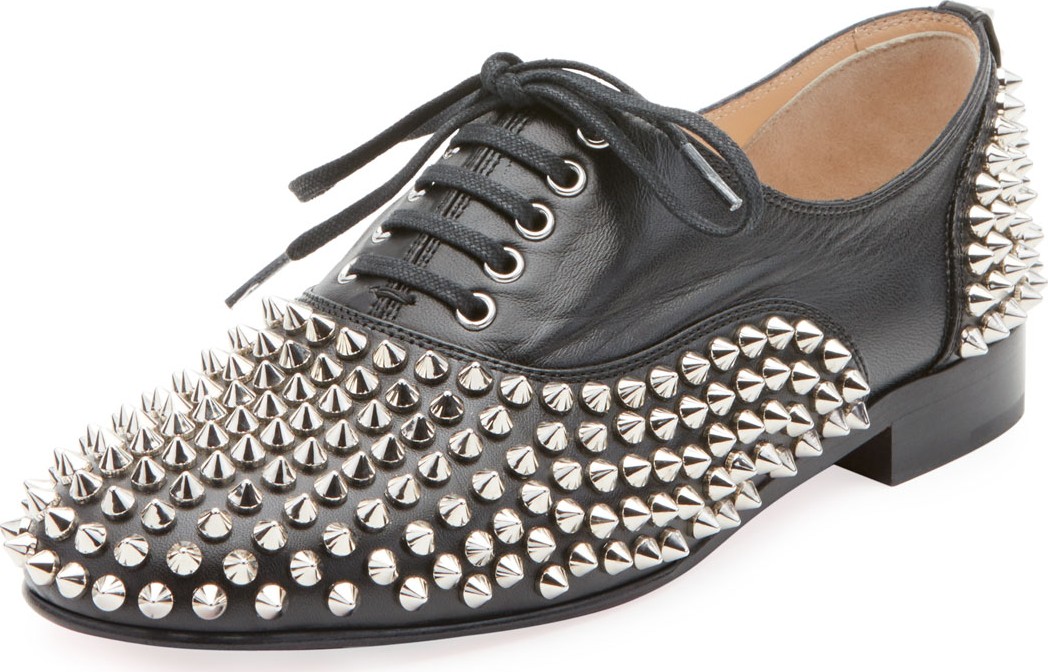 Christian Louboutin Freddy Spikes Red Sole Saddle Oxford Shoes