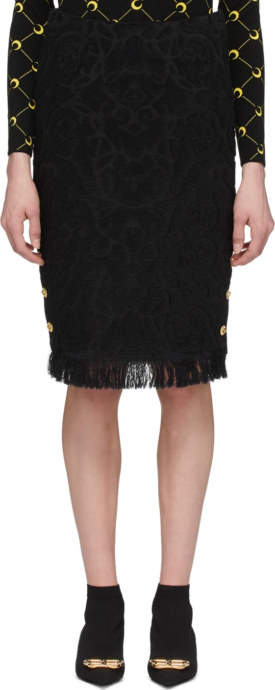 Marine Serre Black Regenerated Towel Pencil Skirt