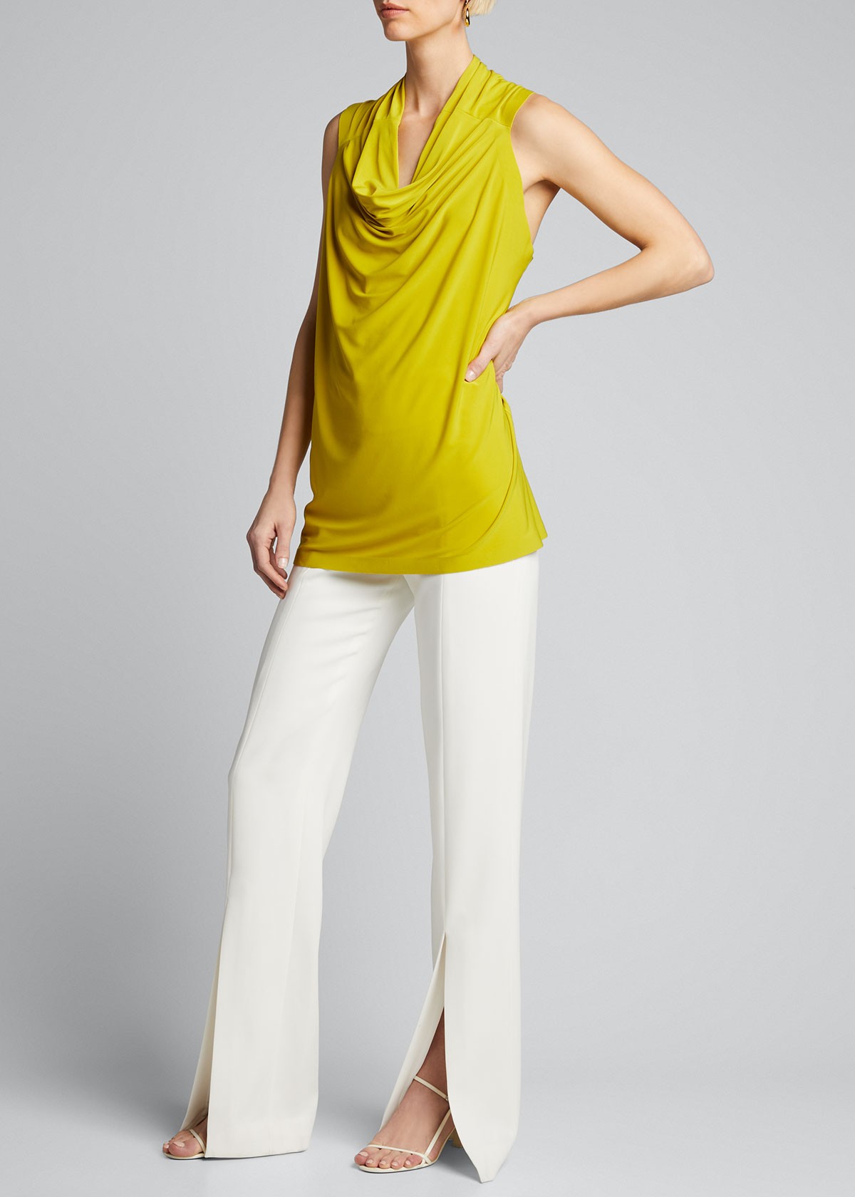 Norma Kamali Neeta Cowl-Neck Sleeveless Top