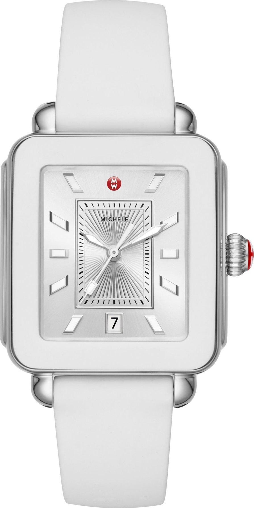 MICHELE Deco Sport Watch Head & Silicone Strap Watch, 34mm x 36mm