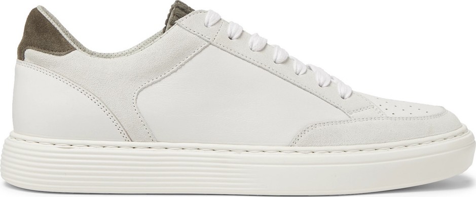 Brunello Cucinelli Suede and Corduroy-Trimmed Leather Sneakers Brunello Cucinelli Suede and Corduroy-Trimmed Leather Sneakers