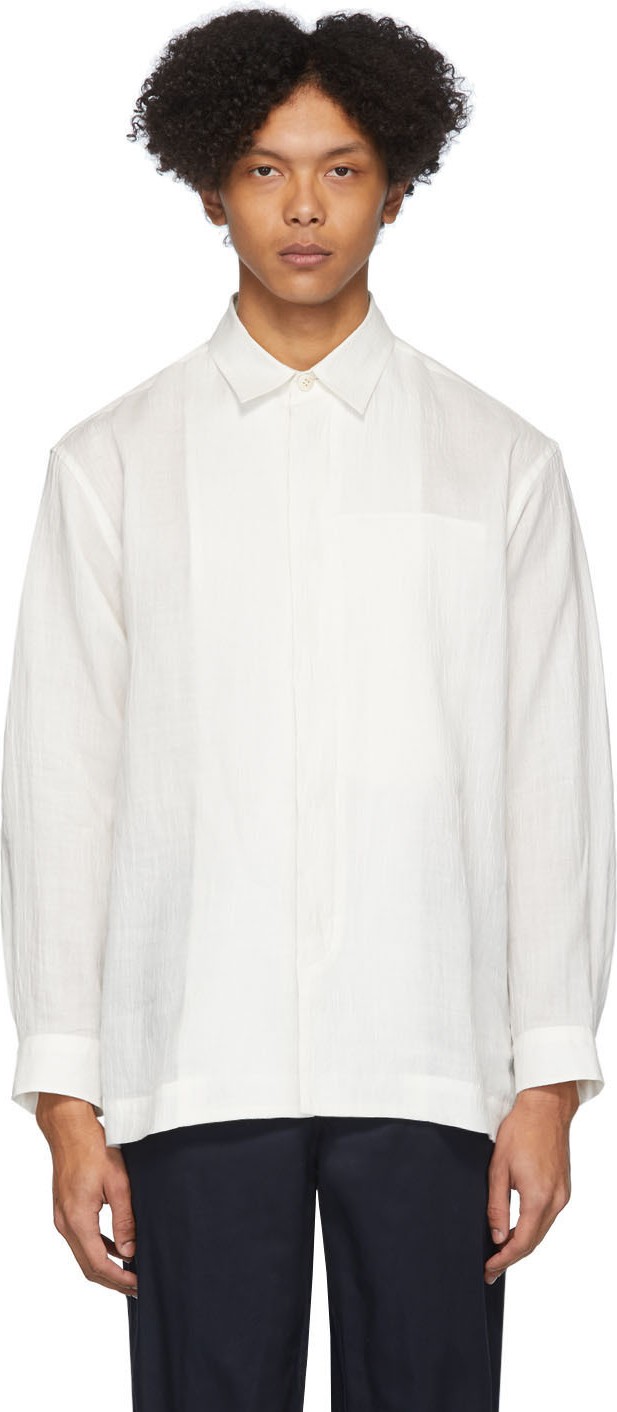 Issey Miyake Men White Ramie Shirt