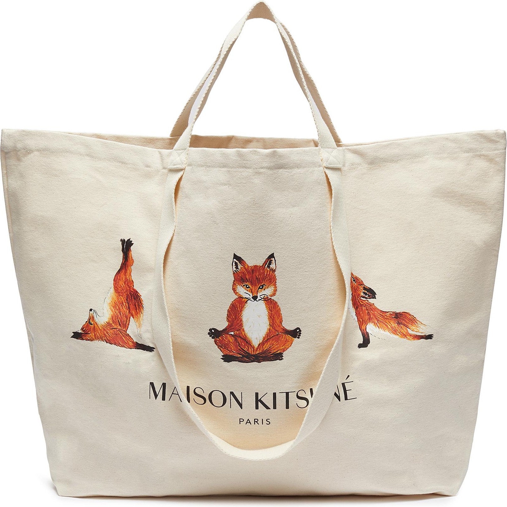 Maison Kitsune Yoga fox print XXL tote bag