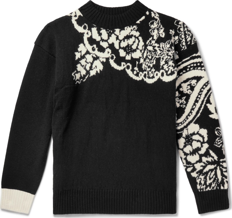 Sacai Intarsia Wool-Blend Sweater