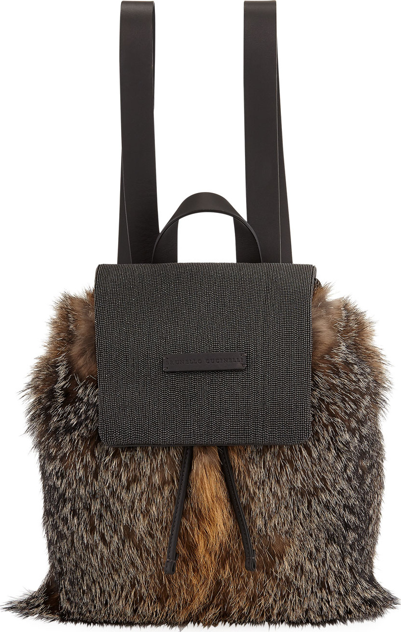 Brunello Cucinelli Fox Fur and Monili Backpack