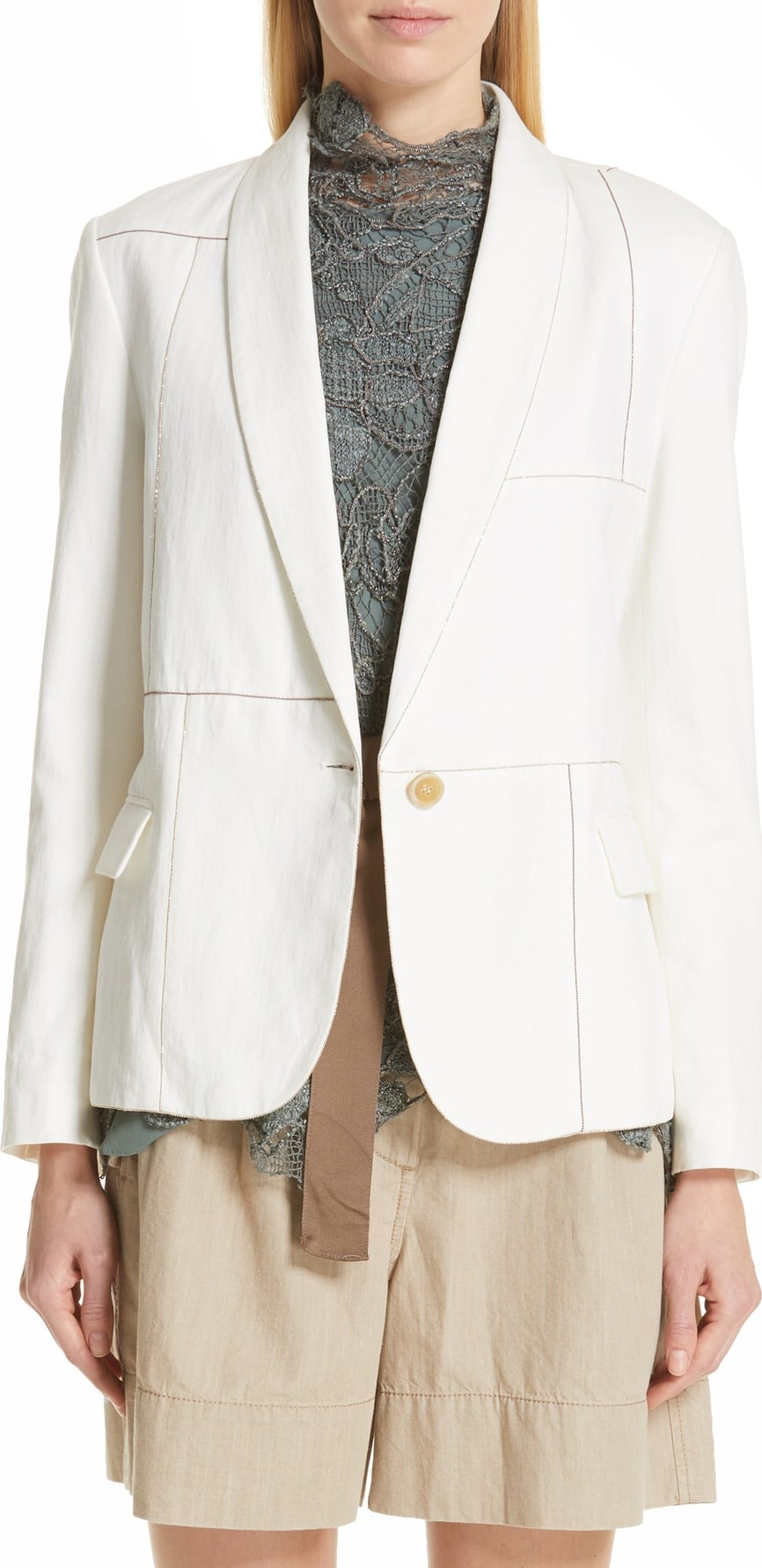 Brunello Cucinelli Monili Patchwork Linen & Cotton Jacket