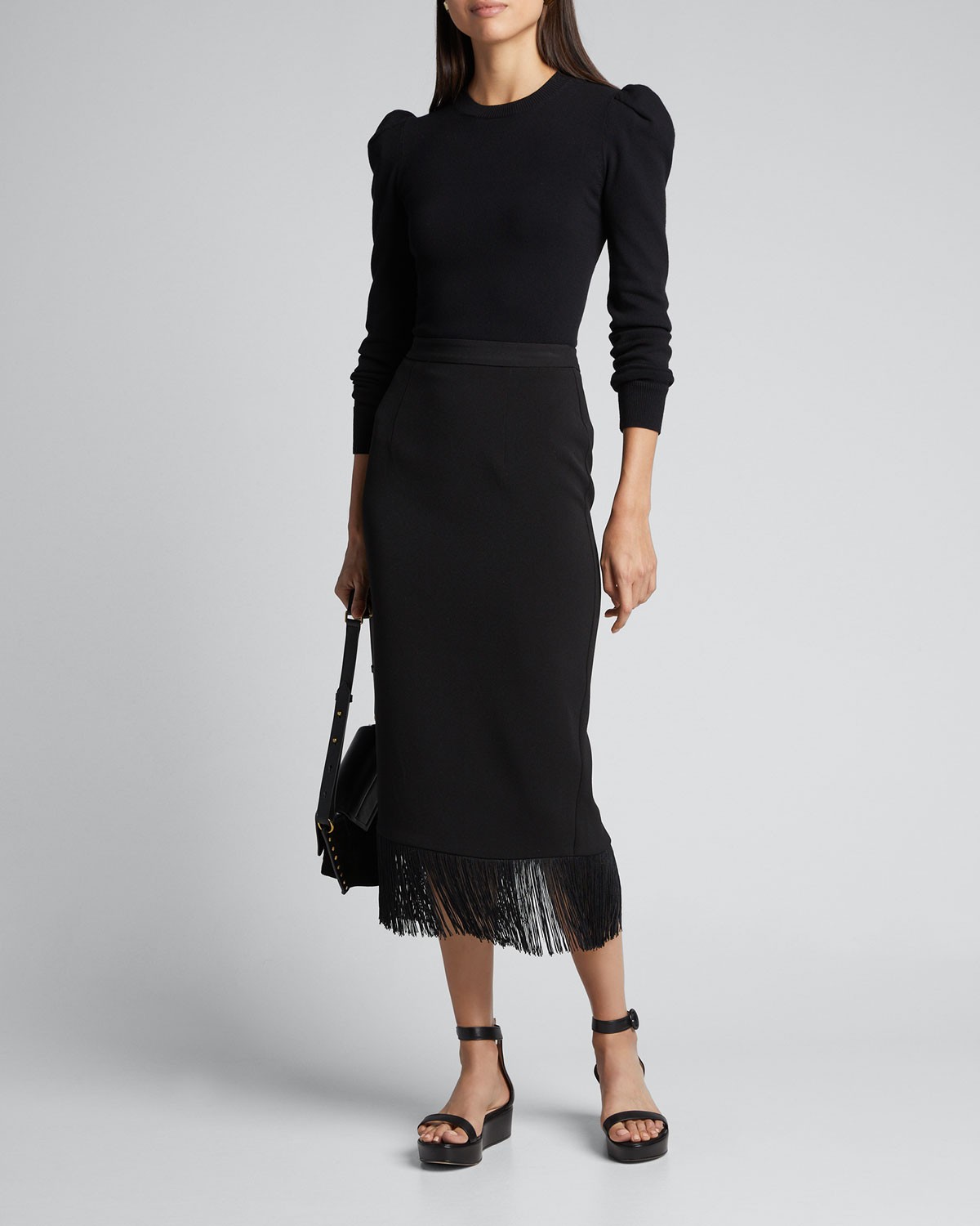 RHODE Louise Fringe Midi Skirt