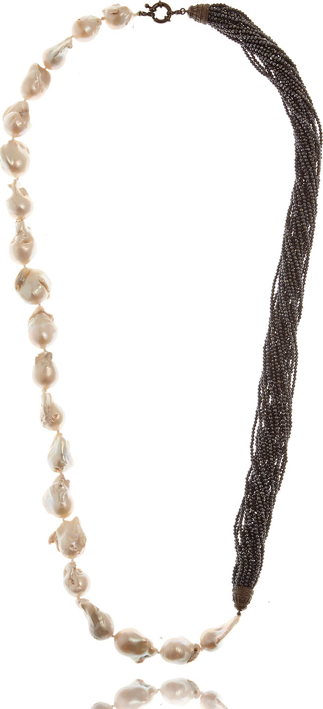 MCL by Matthew Campbell Laurenza Half Baroque Pearl & Spinel Necklace, 34"L