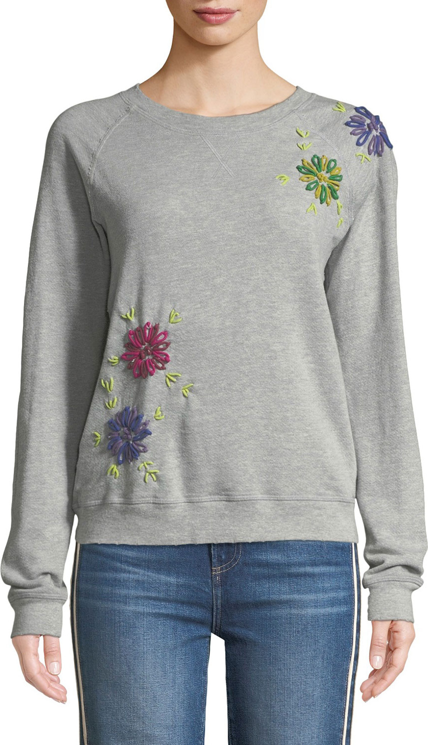 Etienne Marcel Floral Embroidered Crewneck Sweatshirt
