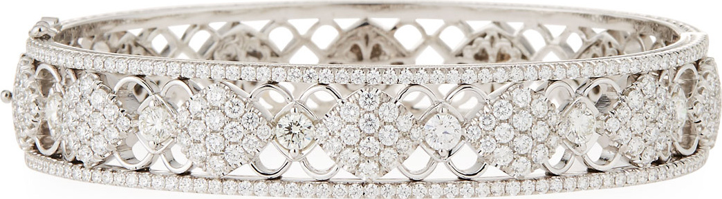 Jack Kelege & Company 18k Gold Filigree Diamond Bangle Bracelet