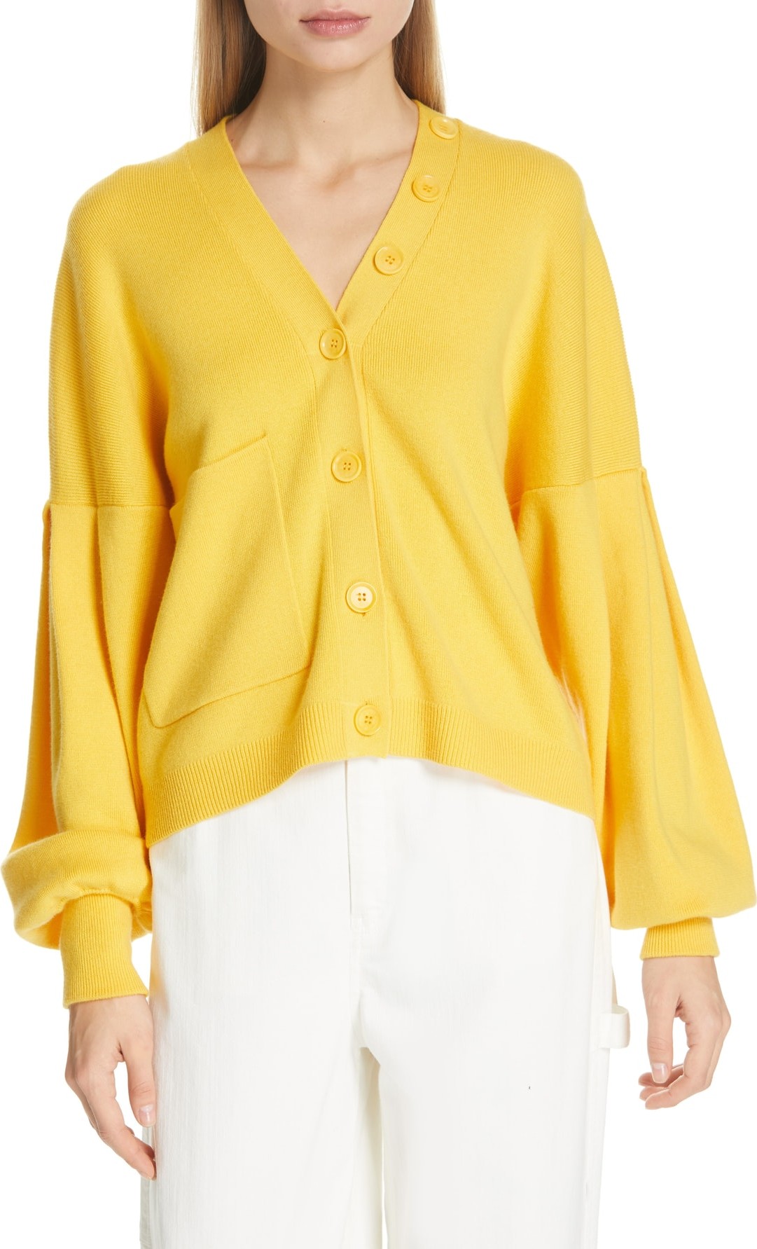 Tibi Pleated Sleeve Cardigan