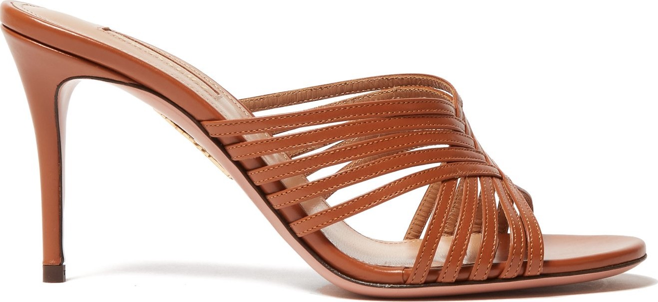 Aquazzura Hydra cross-strap leather mules