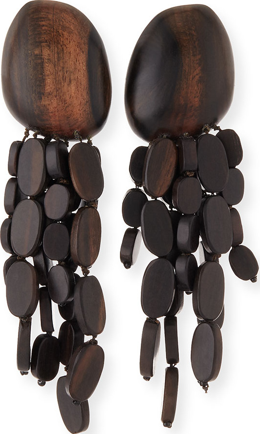 Viktoria Hayman Tiered Wood Chandelier Earrings