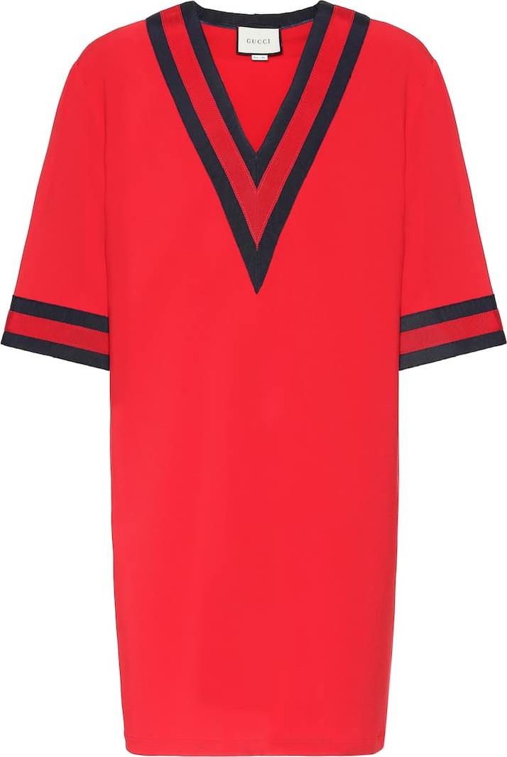 Gucci Stretch-cady V-neck tunic dress