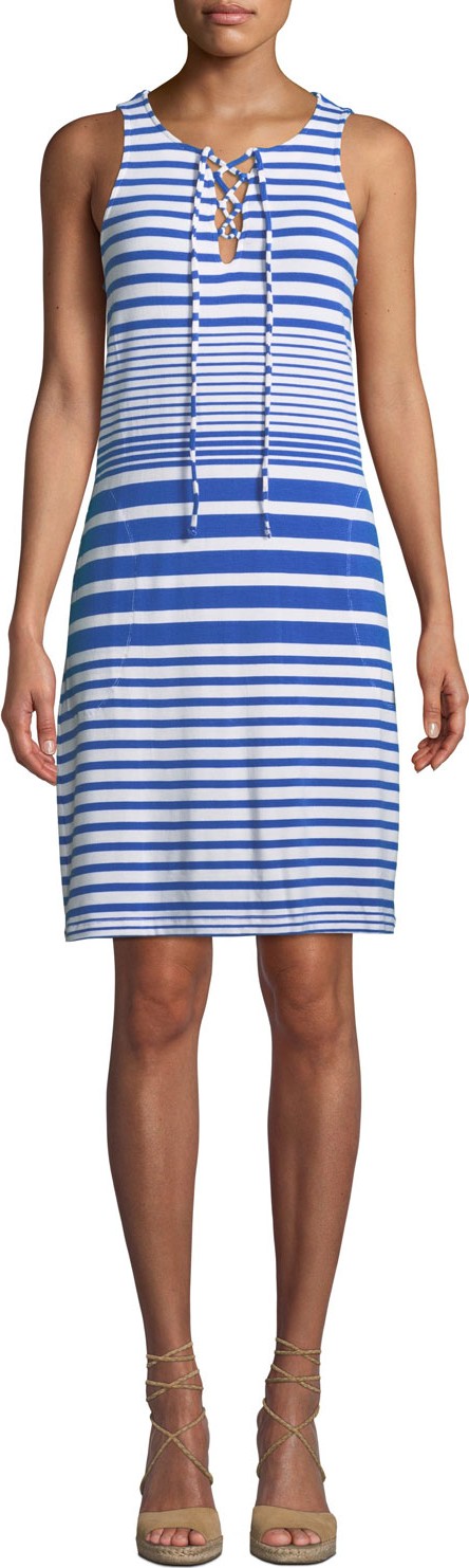 Tommy Bahama Beach Glass Striped Lace-Up Coverup Dress