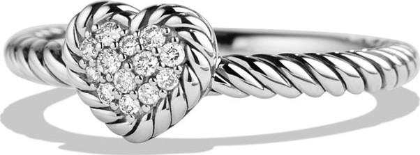 David Yurman 8mm Valentine Hearts Diamond Ring