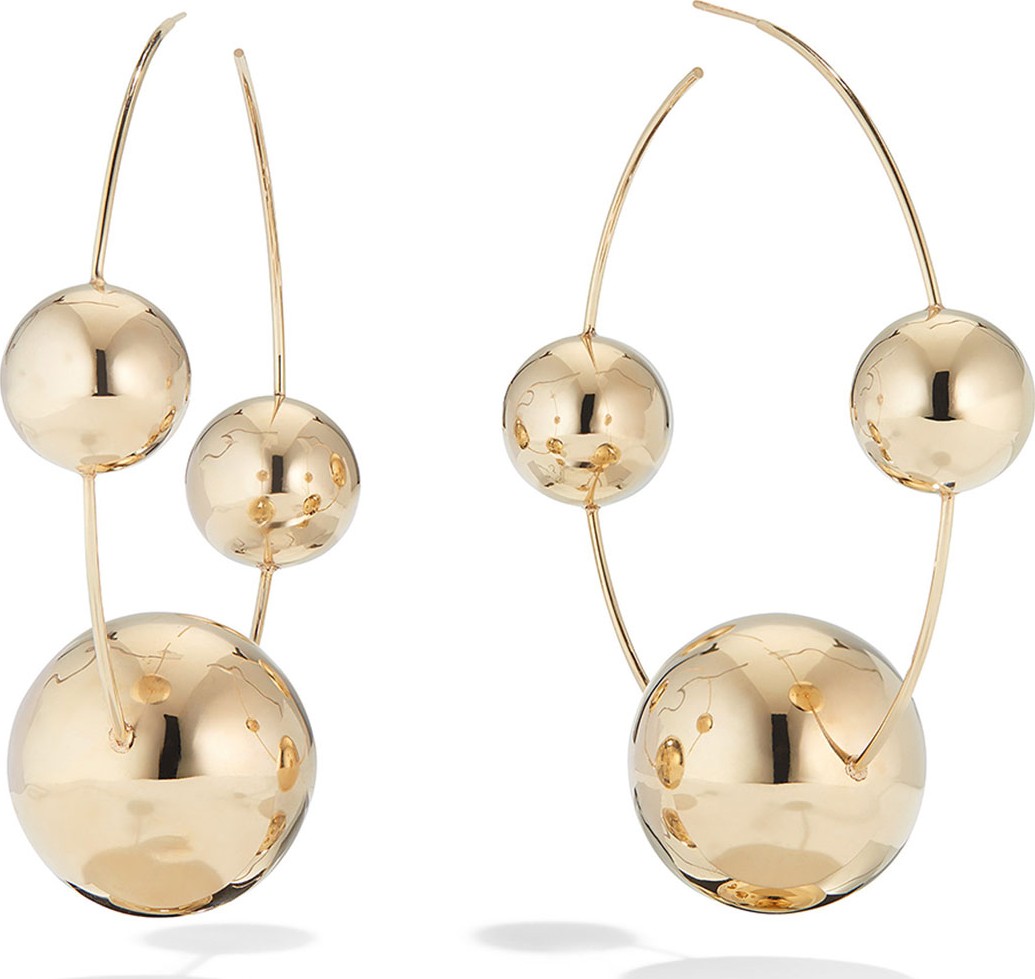 Lana 14k Gold Lumen Triple Bead Hoop Earrings