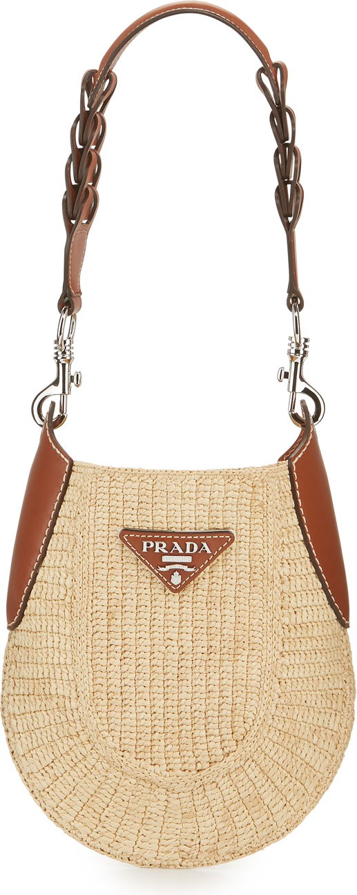 Prada Small Raffia Hobo Bag