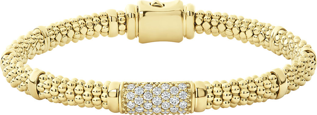 LAGOS 18k Caviar Gold 15mm Rope Bracelet w/ Diamonds