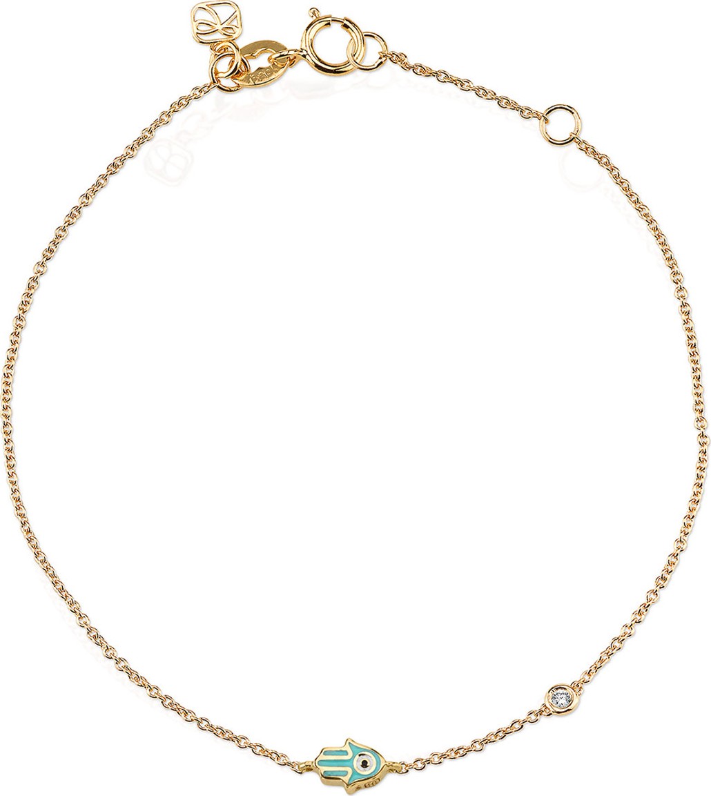 Sydney Evan 14k Mini Enamel Hamsa Bracelet w/ Diamond
