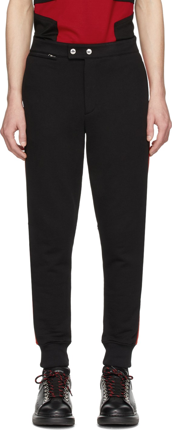 Alexander McQueen Black & Red Jogger Lounge Pants