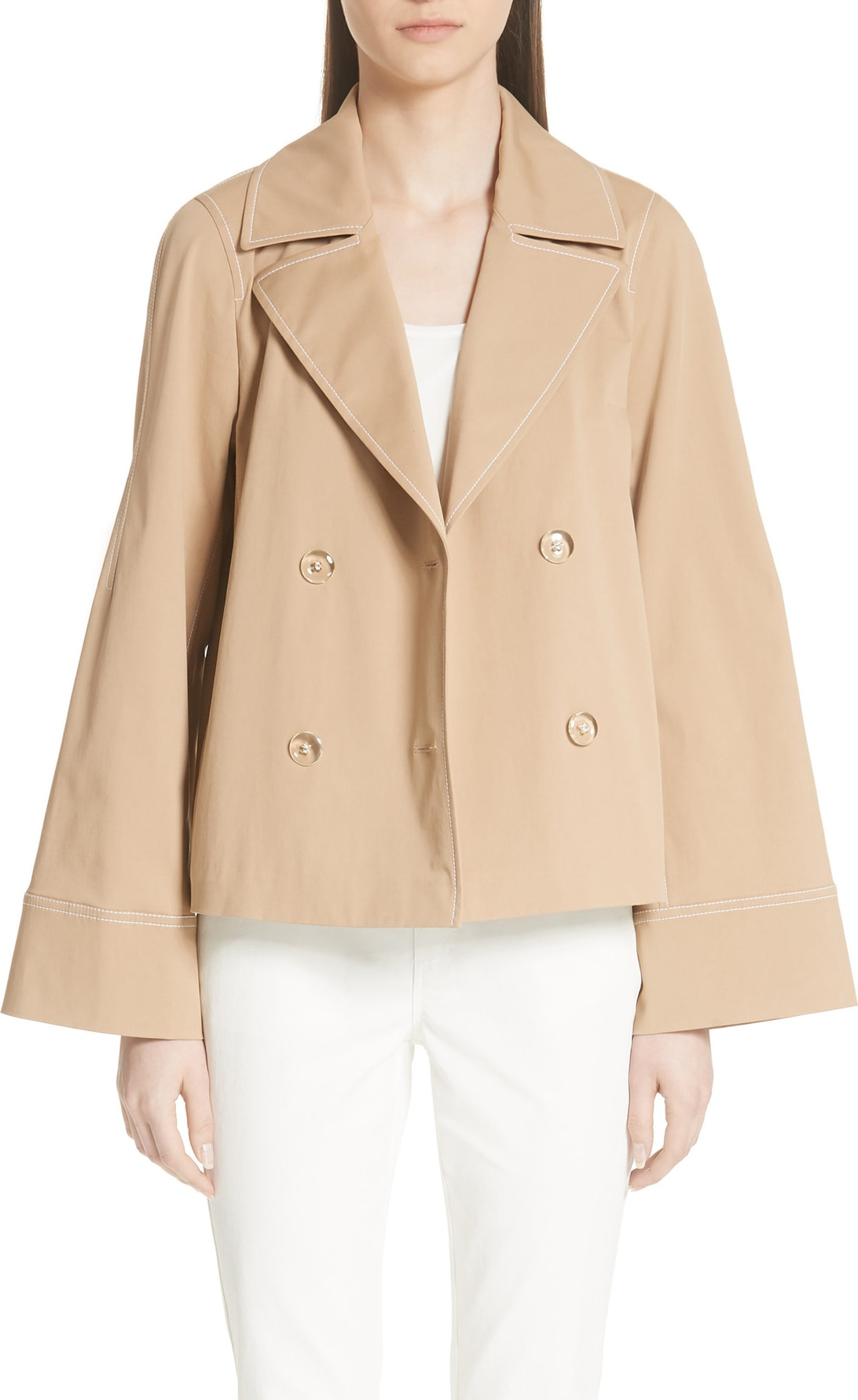 Lafayette 148 New York Asher Gabardine Crop Trench Coat