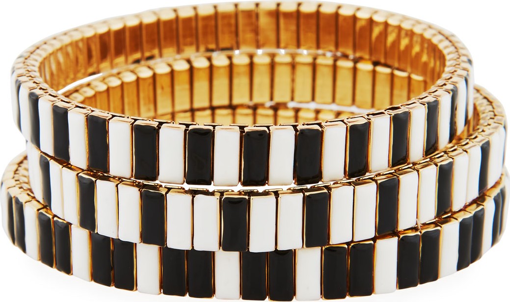 Neiman Marcus Watch Out Stretch Bracelet, Black/White