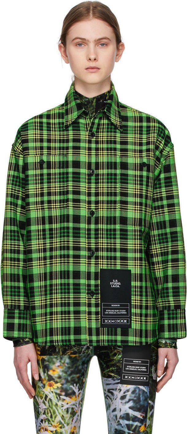 S.R. STUDIO. LA. CA. Green Check Oversized Shirt