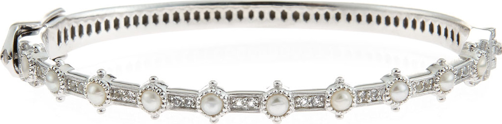 Jude Frances Delicate Lisse Pearl & White Topaz Bangle